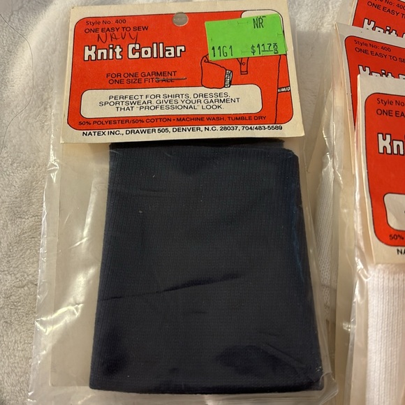 Vintage New old stock 6 Knit Collars 5 white 1 navy factory sealed - Picture 2 of 9